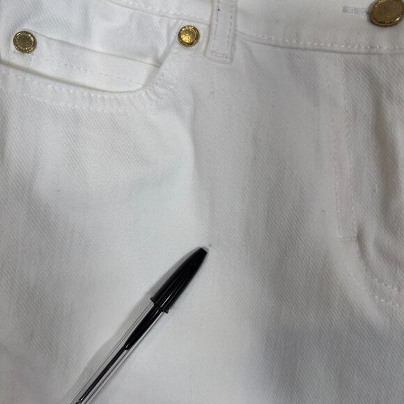 J McLaughlin Jeans Size 10 White Tapered Leg Gold Buttons 5 Pocket - Picture 13 of 13